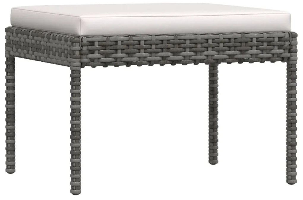 6 pcs conjunto lounge de jardim c/ almofadões vime PE cinzento