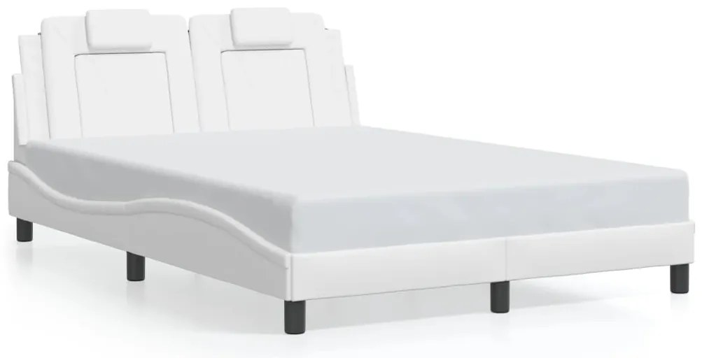Estrutura de cama c/ luzes LED 120x200 cm couro artif. branco