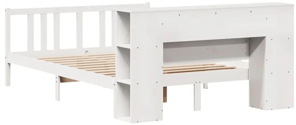 Cama com estante sem colchão 150x200 cm pinho maciço branco