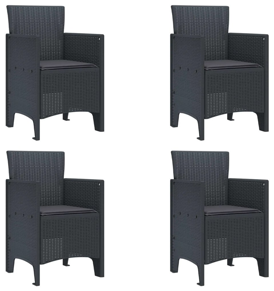 vidaXL Cadeira de Jardim 4 pcs Antracite 53 x 49 x 85 cm Polipropileno