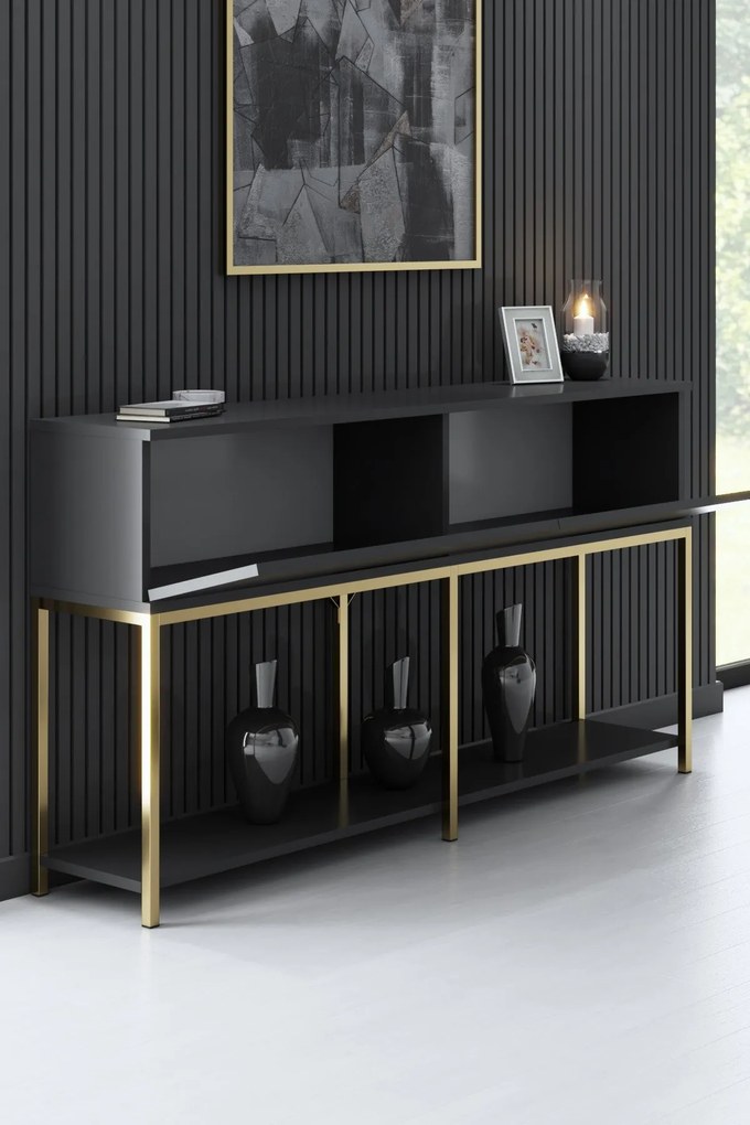 Console Lord – Anthracite e Dourado – 150x80x30 cm