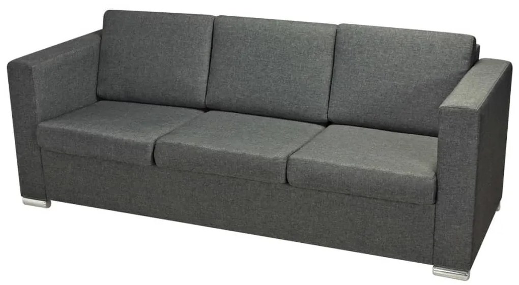 Conjunto de sofás, 2 pçs, tecido cinzento escuro