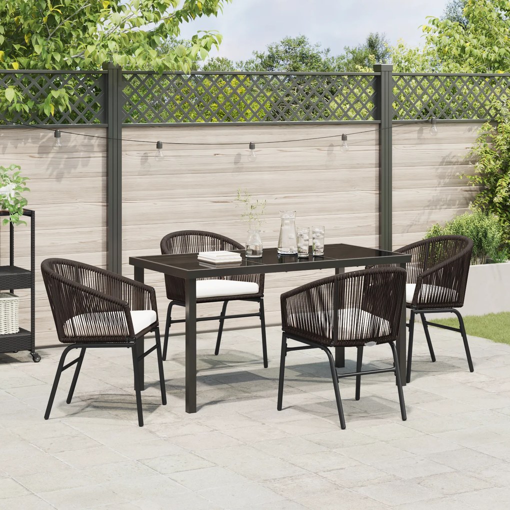 Conjunto de Jantar para Jardim 5 Peças - Vime de Polietileno Castanho