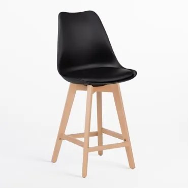 Banco Alto Nórdico Com Almofada De Couro Sintético Preto & ↑65 Cm - Sklum