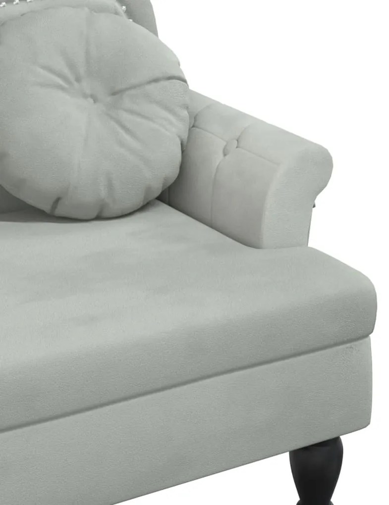 Banco com almofadões 120,5x65x75 cm veludo cinzento-claro