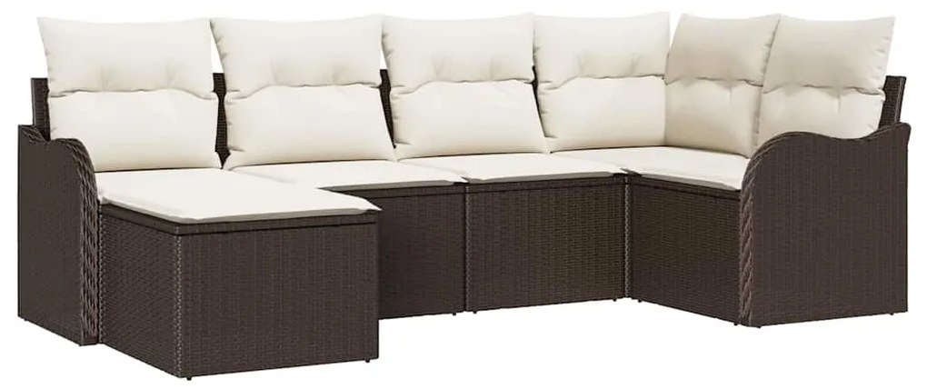 Conjunto de Sofá de Jardim vidaXL 6 Peças com Almofadas Castanho Ratta