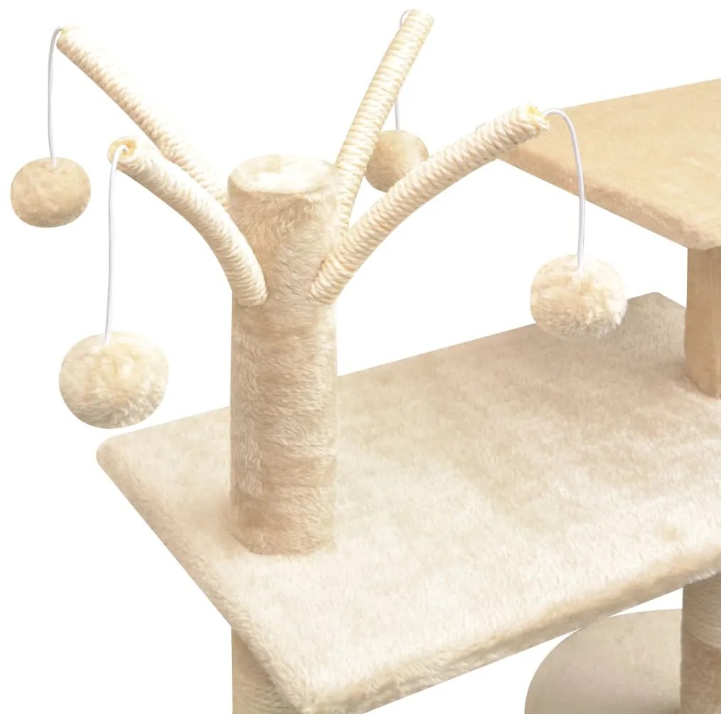 Árvore para gatos c/ postes arranhadores sisal 125 cm bege