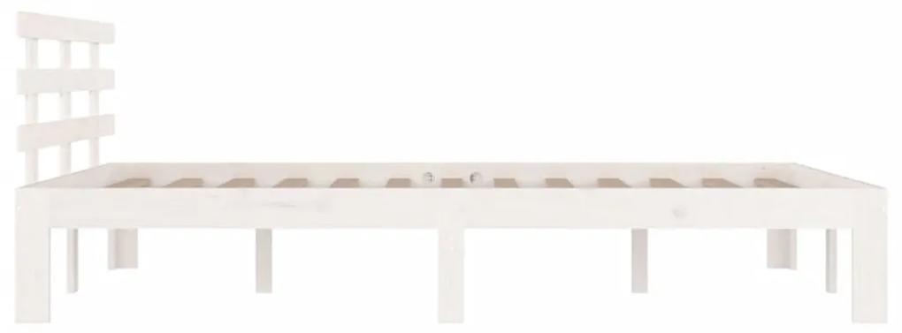 Estrutura de cama king 150x200 cm madeira maciça branco
