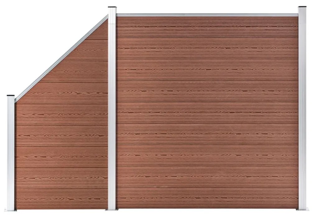 vidaXL Painel vedação WPC 1 quadrado +1 inclinado 273x186 cm castanho
