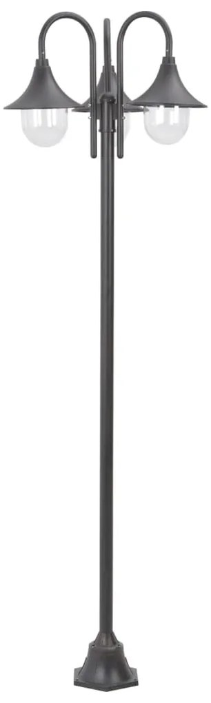 Candeeiro de pé p/ jardim c/ 3 braços E27 220cm alumínio bronze