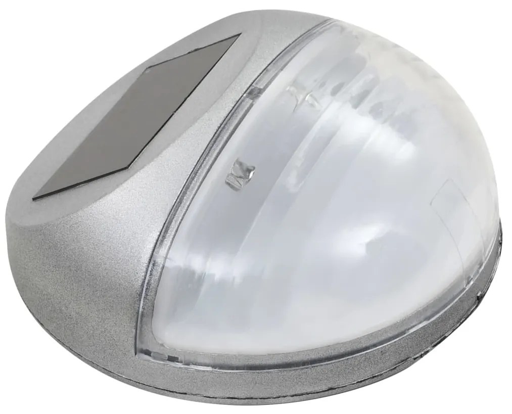 Candeeiro de parede solar LED exterior 24 pcs prateado redondo