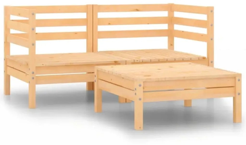 vidaXL 3 pcs conjunto lounge de jardim madeira de pinho maciça