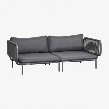 Sofá Modular De Jardim De 2 Peças Com 2 Módulos De Canto Em Aço Roubly Cinza Grafito - Sklum