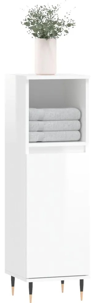 Armário de Casa de Banho  30x30x100 cm derivados de madeira branco bri