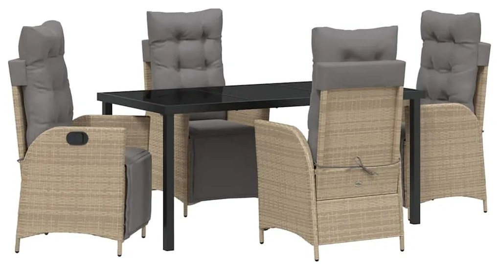 Conjunto de Jantar de Jardim com 5 Peças - Rattan Poly Bege