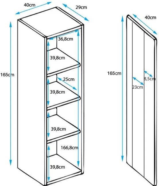 Conjunto de Móveis de Sala Figueiró – 1,6 m – Modular em Branco e Pret