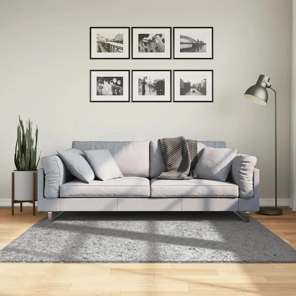vidaXL Tapete shaggy de pelo alto PAMPLONA 160x160 cm cinzento