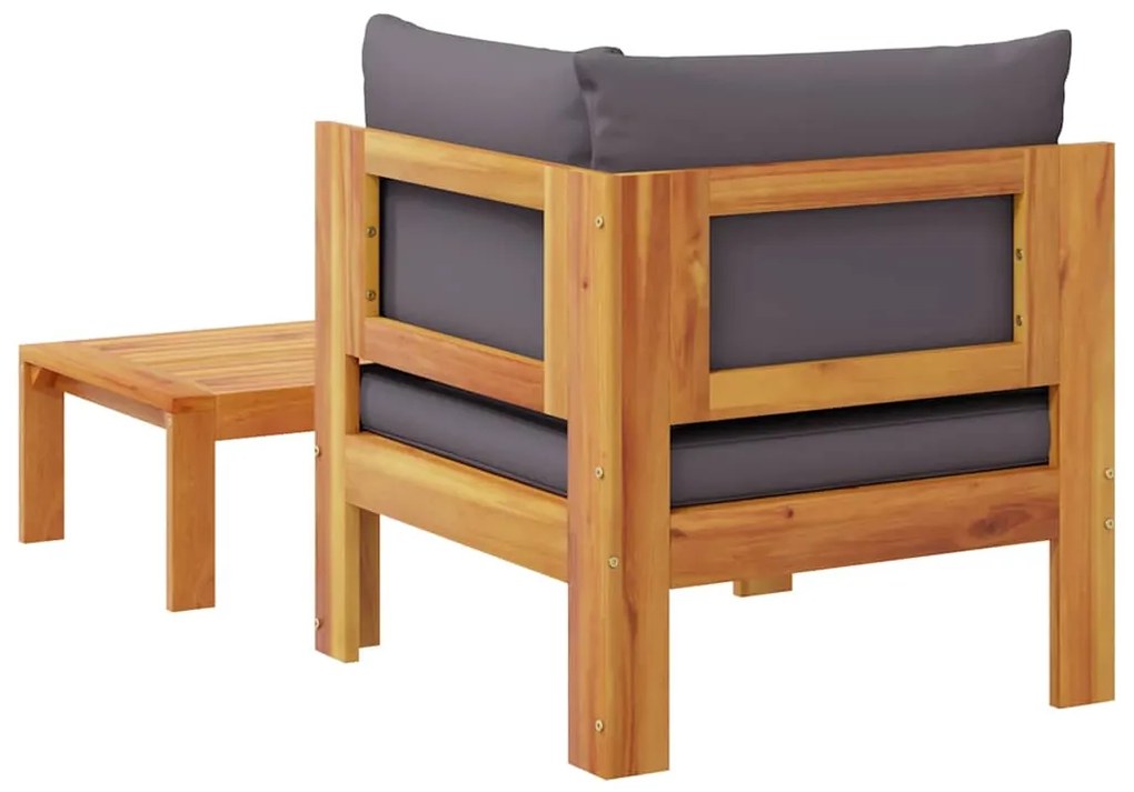 2 pcs conjunto de sofás de jardim c/ almofadões acácia maciça