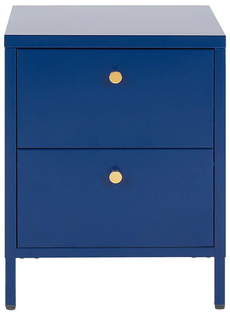 Mesa de cabeceira com 2 gavetas em metal azul marinho KYLEA Beliani