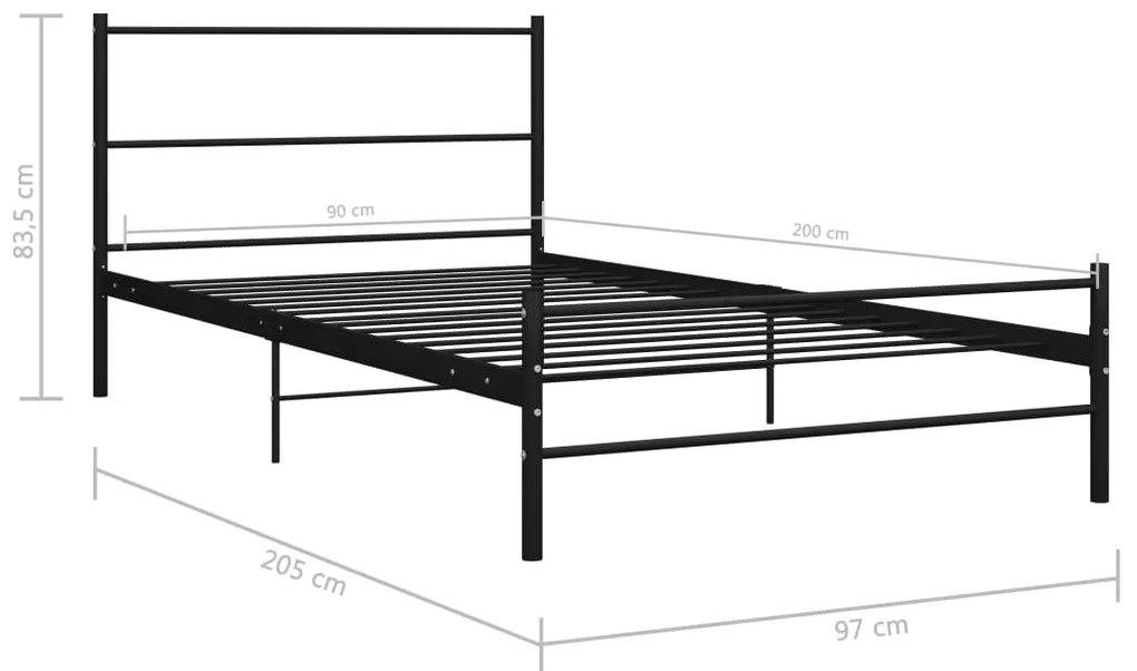 Estrutura de cama 90x200 cm metal preto