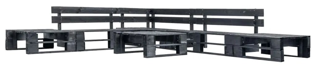 vidaXL Sofás de paletes para jardim 6 pcs madeira preto