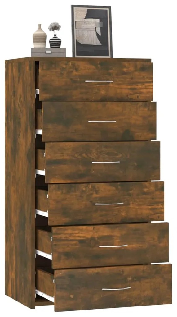 Aparador c/ 6 gavetas 50x34x96 cm derivados madeira carvalho