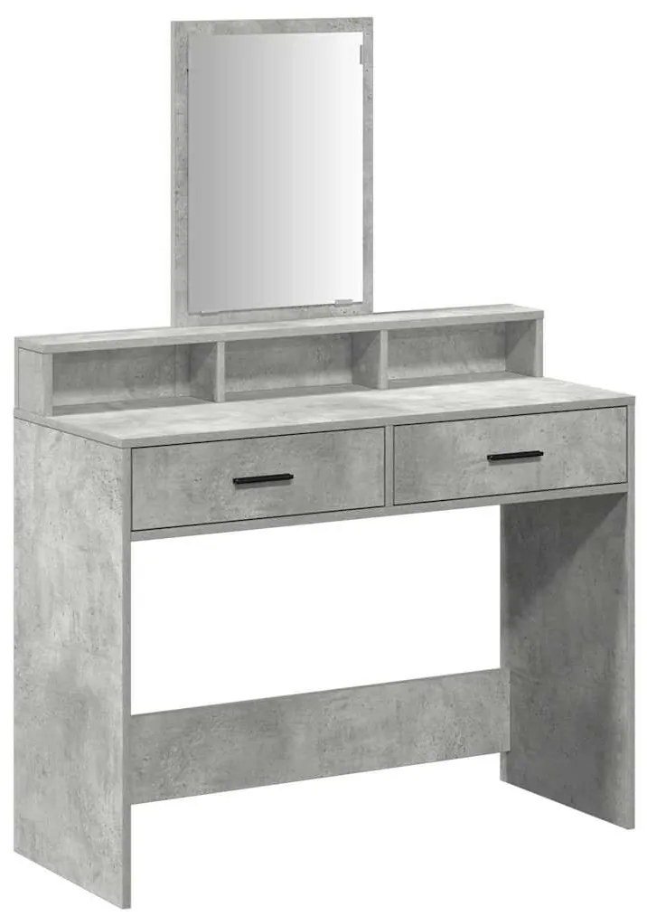 Mesa de maquilhagem vidaXL com gavetas Cinzento Concreto 100x41x140 cm