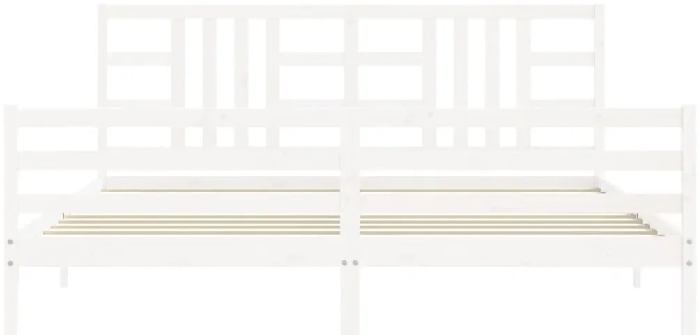 Estrutura de cama com cabeceira 200x200cm madeira maciça branco