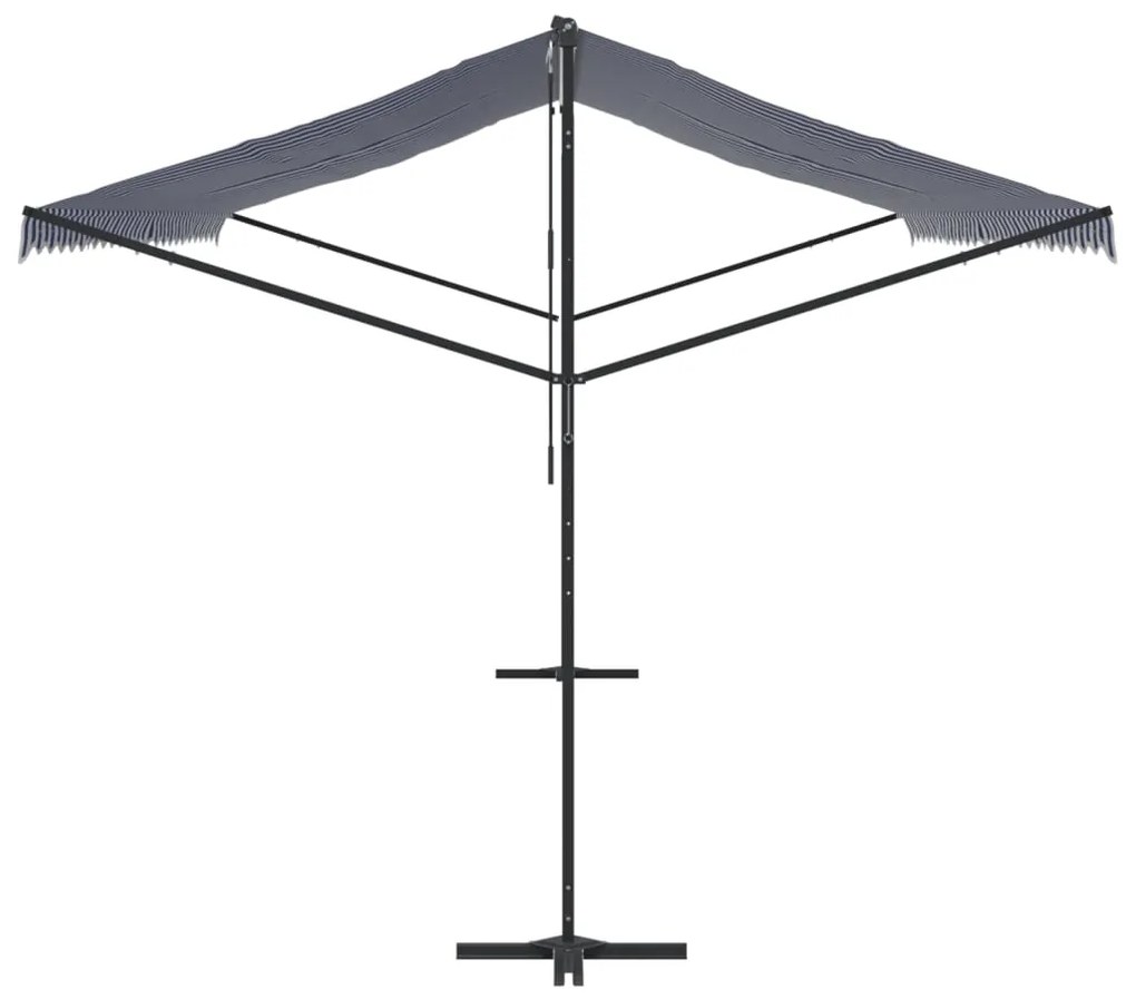 Toldo de pé 600x300 cm tecido e aço azul e branco
