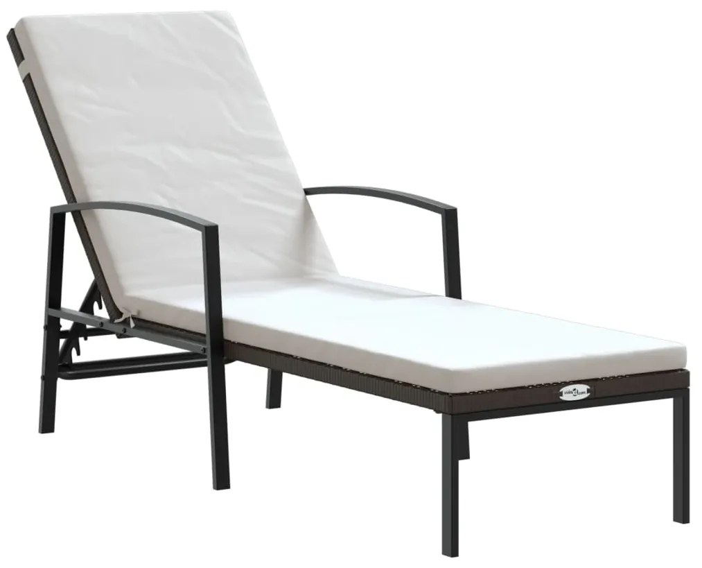 Espreguiçadeiras com mesa 2 pcs vime PE castanho