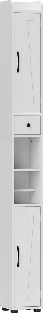 Coluna Casa de Banho com Compartimento Aberto Prateleiras Ajustáveis e Suporte para Papel Higiênico 20x20x185 cm Branco