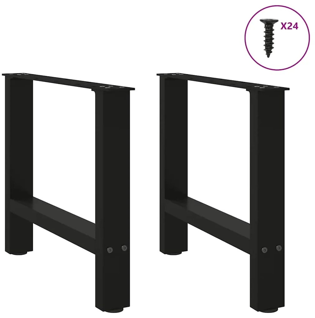 Pés para mesa de centro pretos 2 peças 50x(42-43) cm aço