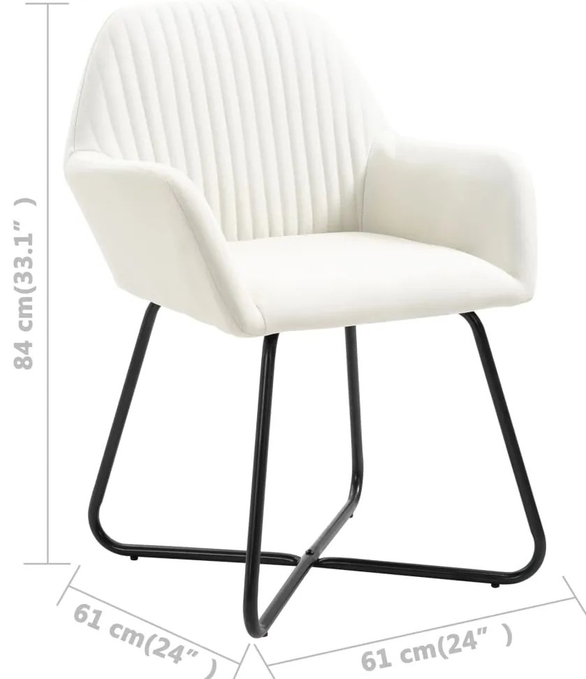 Cadeiras de jantar 6 pcs tecido cor creme