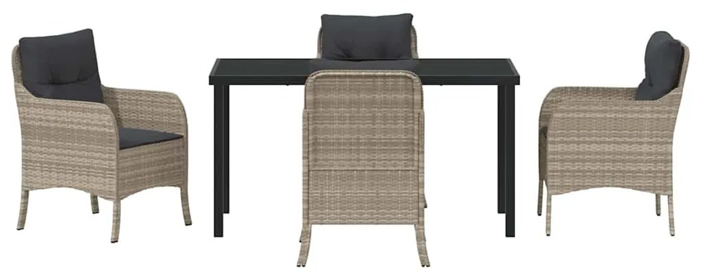 Conjunto de Jantar de Jardim com Almofadas Cinzento-claro Vime PE