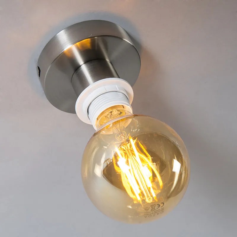 Candeeiro de teto moderno em aço com cúpula branca 45 cm - Combi