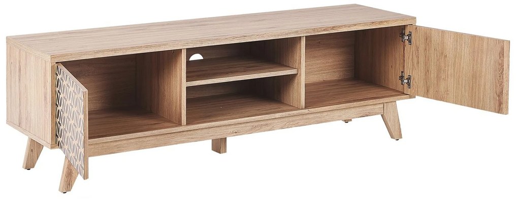 Móvel de TV com 2 portas e 2 prateleiras em madeira clara PRESCOT Beliani