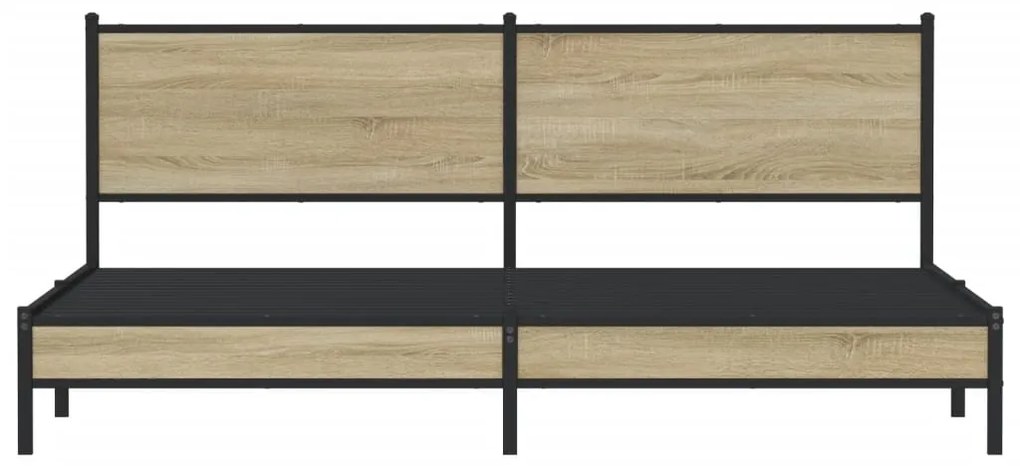 Estrutura de cama sem colchão 193x203cm metal carvalho sonoma