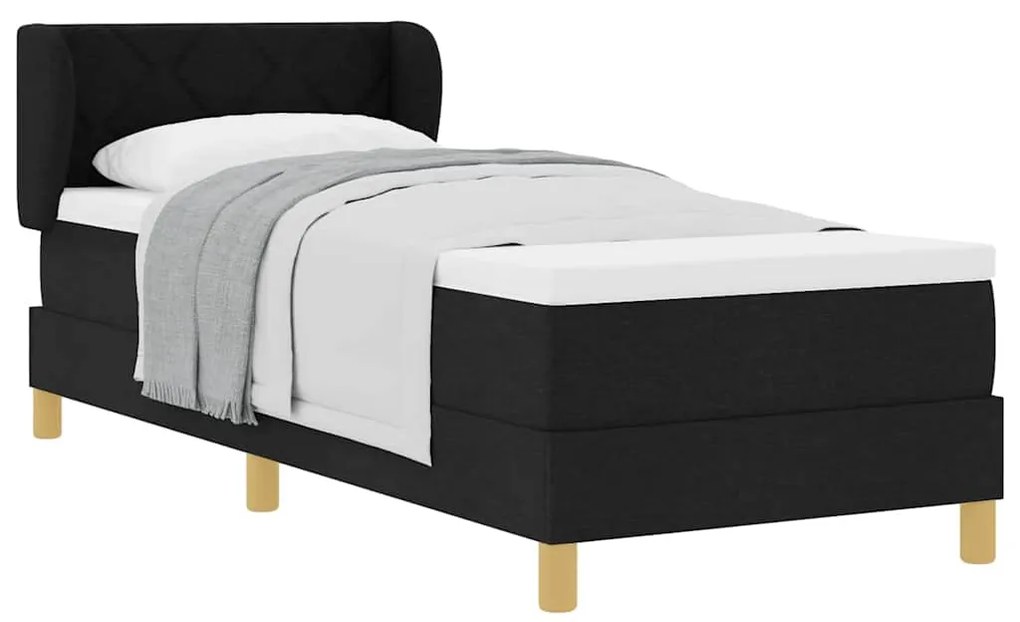 Cama Box Spring vidaXL com Colchão Preto 80x200 cm Tecido