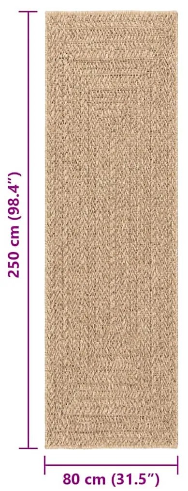 Tapete ZIZUR 80x250 cm aspeto de juta interior e exterior