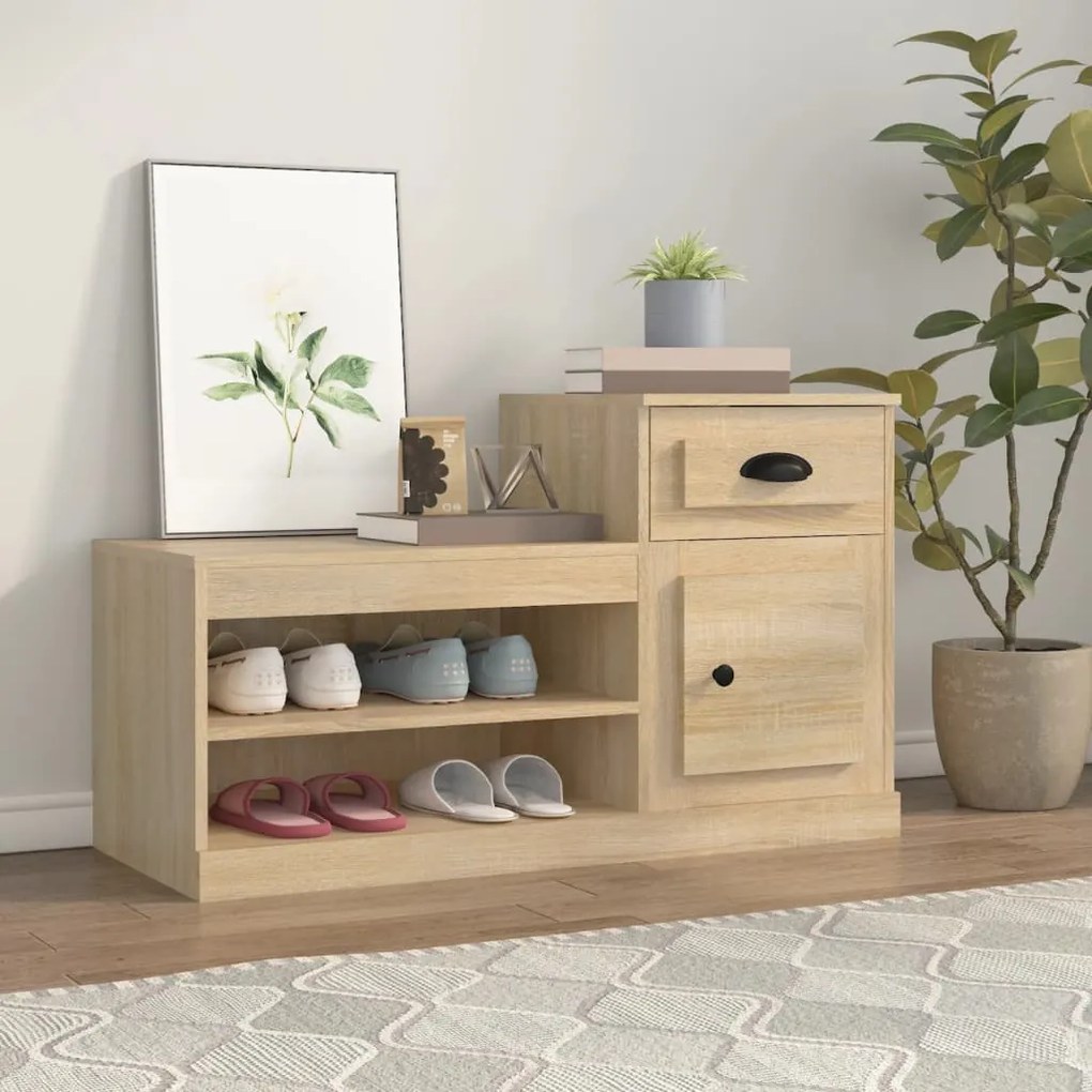 vidaXL Sapateira 100x42x60 cm derivados de madeira carvalho sonoma