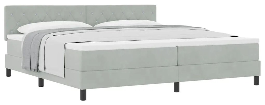 Cama Box Spring vidaXL com Colchão Cinza Claro 200x200 cm Veludo
