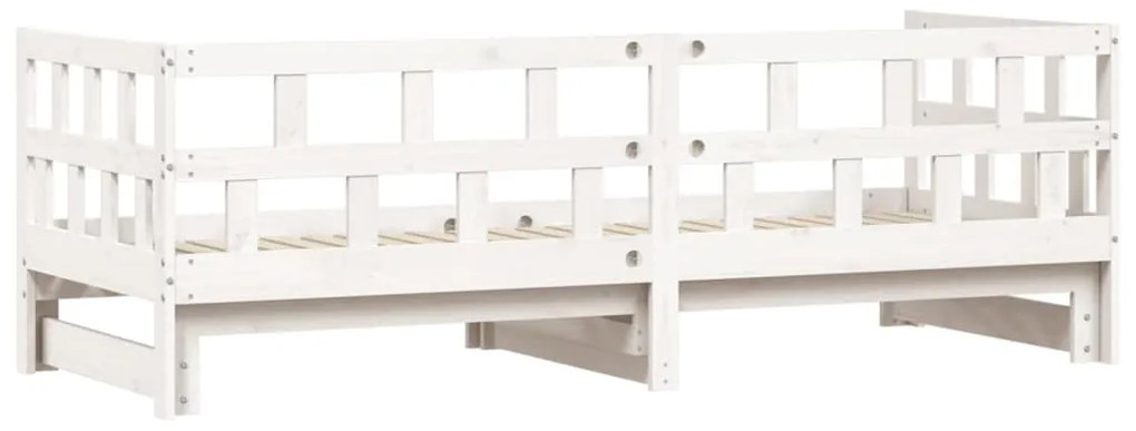 Sofá-cama com gavetão 90x190 cm madeira de pinho maciça branco