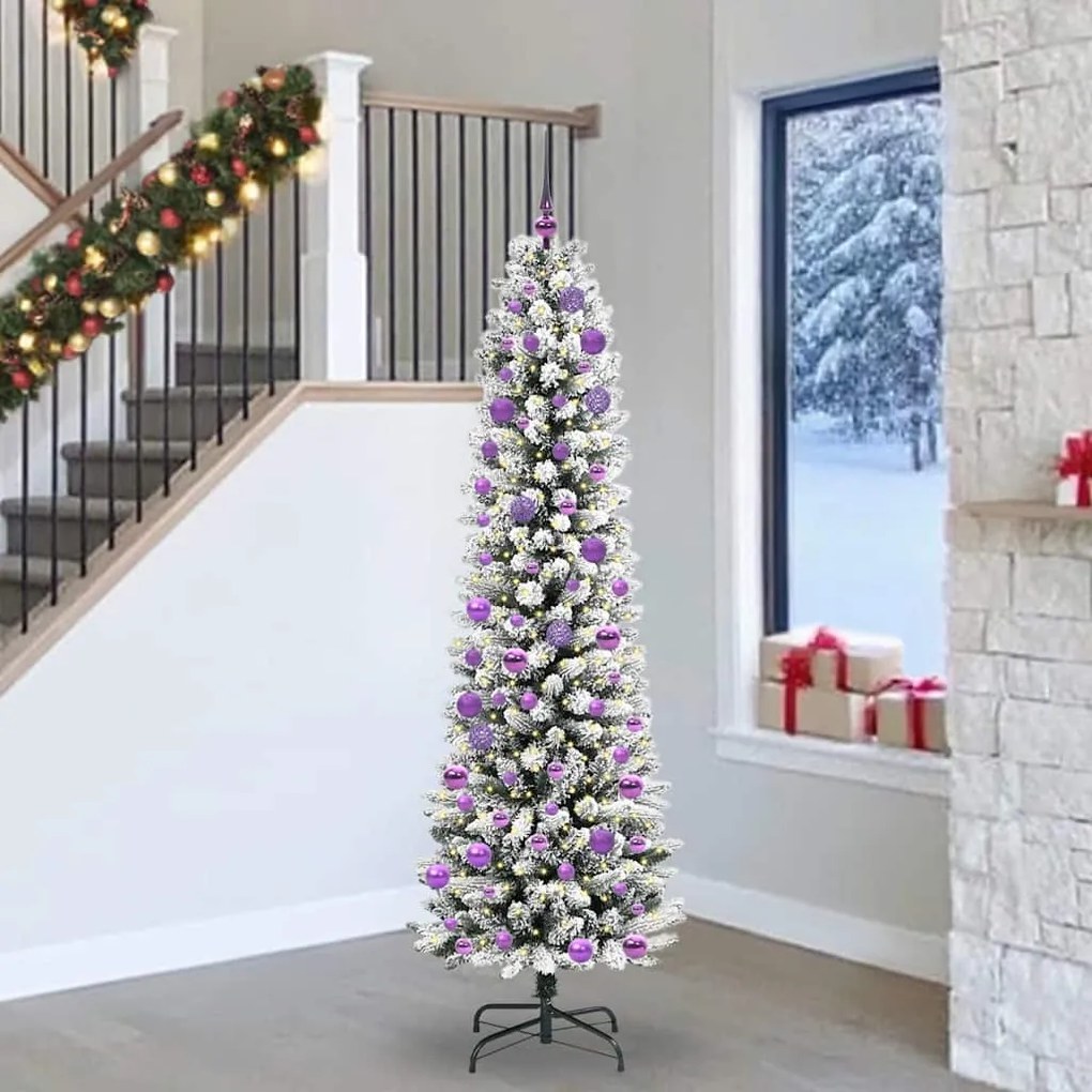 vidaXL Árvore de Natal Artificial Branco 240 cm PVC, Metal e Plástico