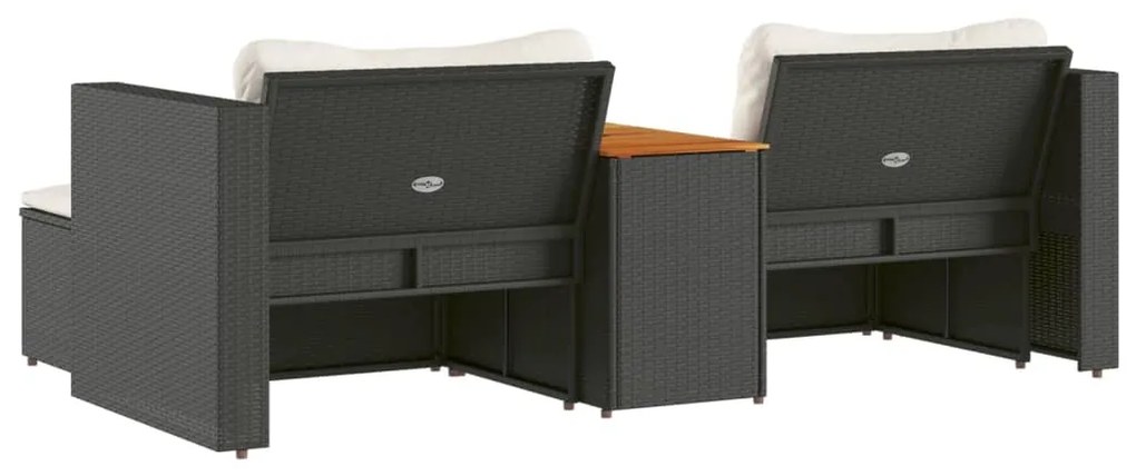5 pcs conjunto sofás de jardim com almofadões acácia e vime PE