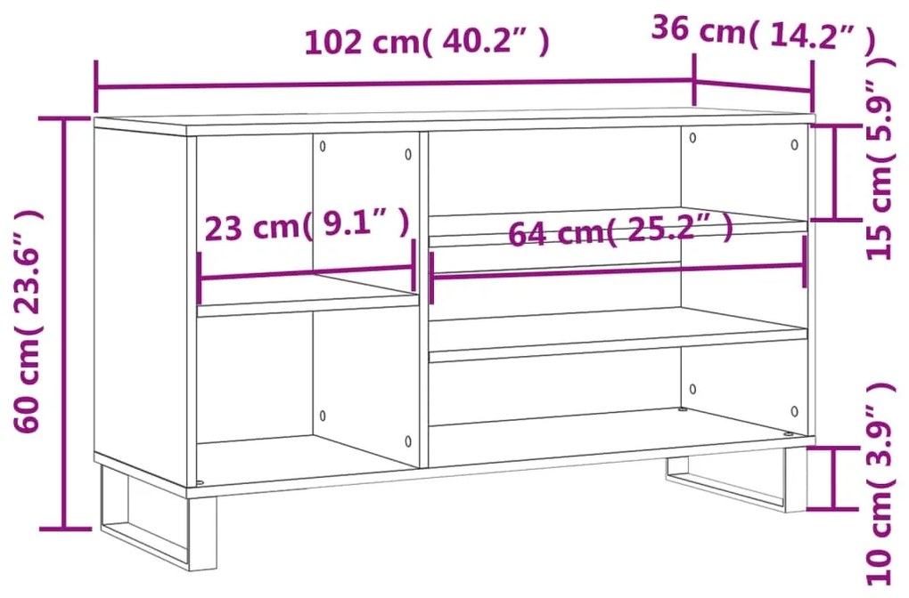 Sapateira Bilbau - Com 5 Prateleiras - Cor Castanho - 102x36x60 cm - D