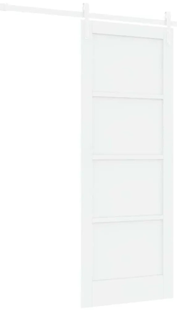 Porta Deslizante com Kit de Componentes Branca 78x202 cm Madeira Sólid