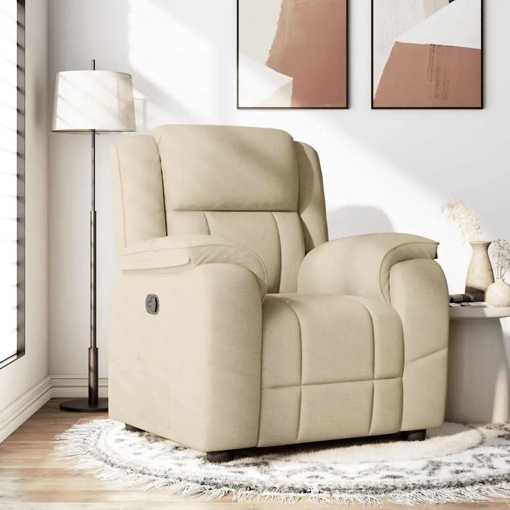vidaXL Poltrona reclinável tecido cor creme