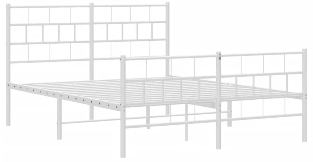 Estrutura de cama com cabeceira e pés 140x190 cm metal branco