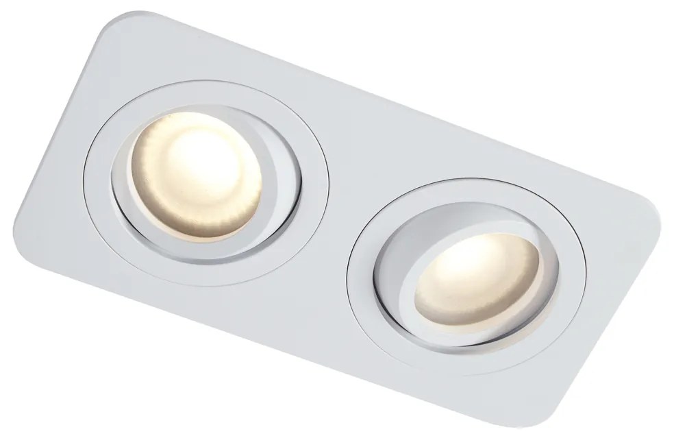 Conjunto de 6 focos embutidos redondos brancos GU10 50mm giratórios e inclináveis IP44 2-Light - Alberto Moderno