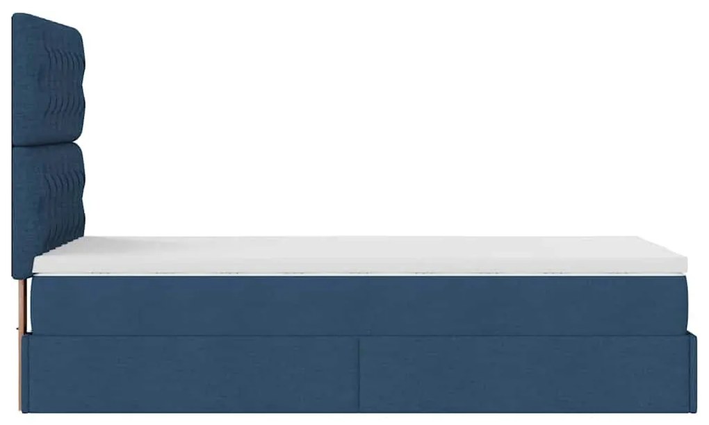 Cama otomana com colchão 100x200 cm tecido azul
